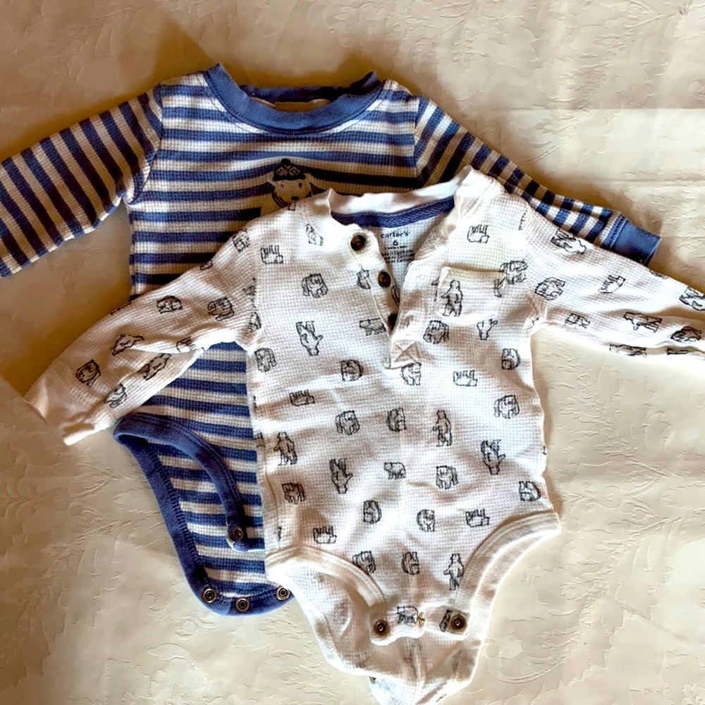 Carter’s thermal waffle knit bodysuits size 6 months